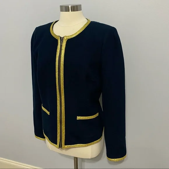 Banana Republic Blazer with Gold Trim Size 12 Blue - Picture 10 of 10
